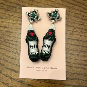 Mignonne Gavigan gin bottle earrings, NWOT
